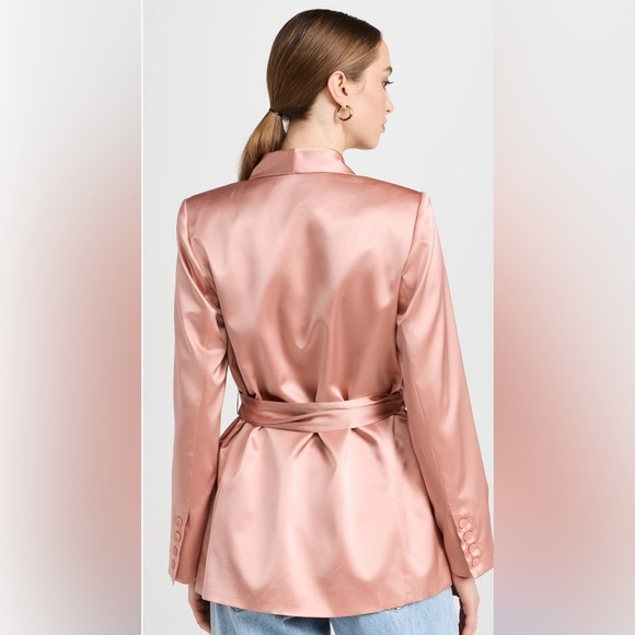 NEW L’AGENCE Everly Wrap Shawl Blazer 100% Silk Rose Tan L - Picture 5 of 9